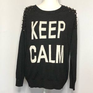 Forever 21 KEEP CALM spiked sweater